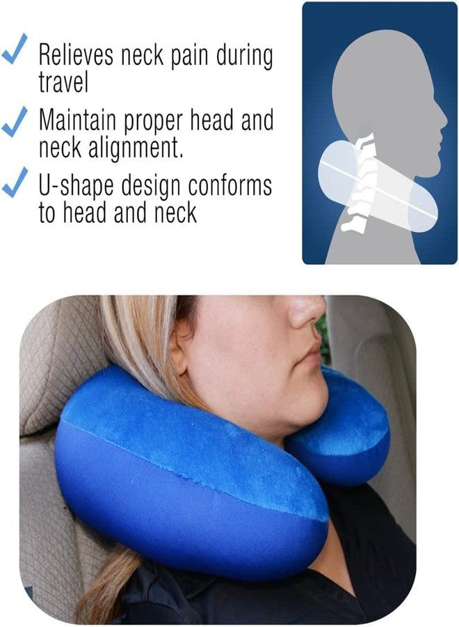 DEBIK®| Neck Pillow for Travel - Memory Foam Neck Pillow, Flight Pillow for Neck Support Pillow, Rest, Travel Neck Pillow for car, Train, Travel Accessories (Blue) - Image 4